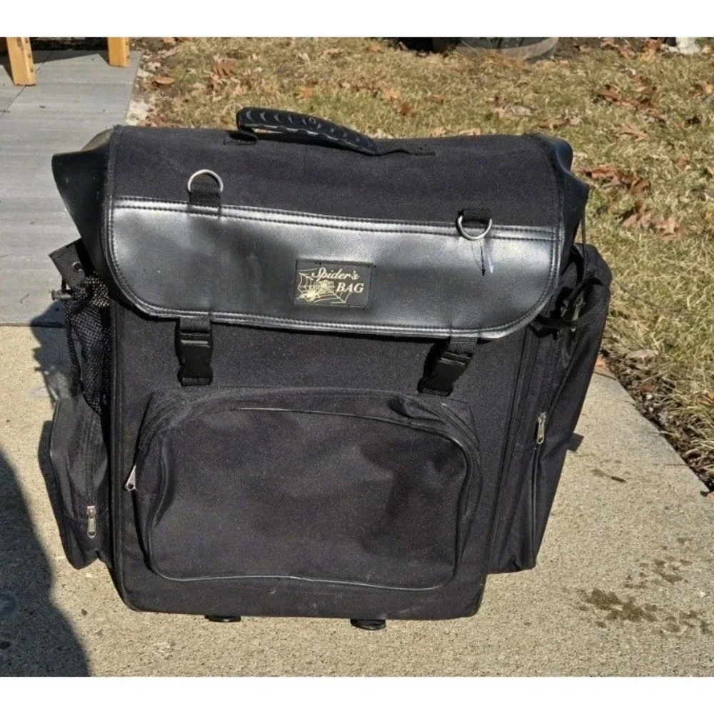 Vintage Motorcycle Sissy Bar Touring Bag Spider's Multi Pocket Road Gear
